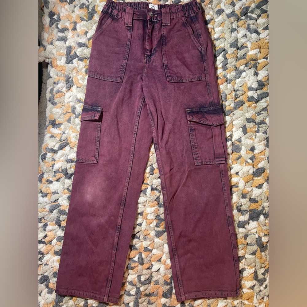 Womens Burgundy Carpenter Pants